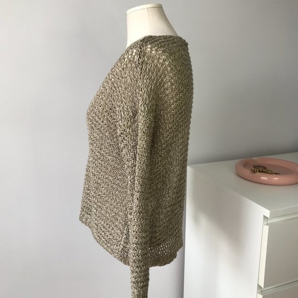 Knitted Khaki Coloured See-through Sweater - Picture 2 of 8